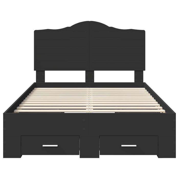 Cadru de pat cu headboard Negru 135 x 190 cm Lemn compozit - WALTI WALTI