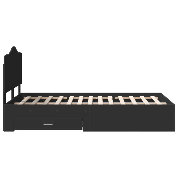 Cadru de pat cu headboard Negru 135 x 190 cm Lemn compozit - WALTI WALTI