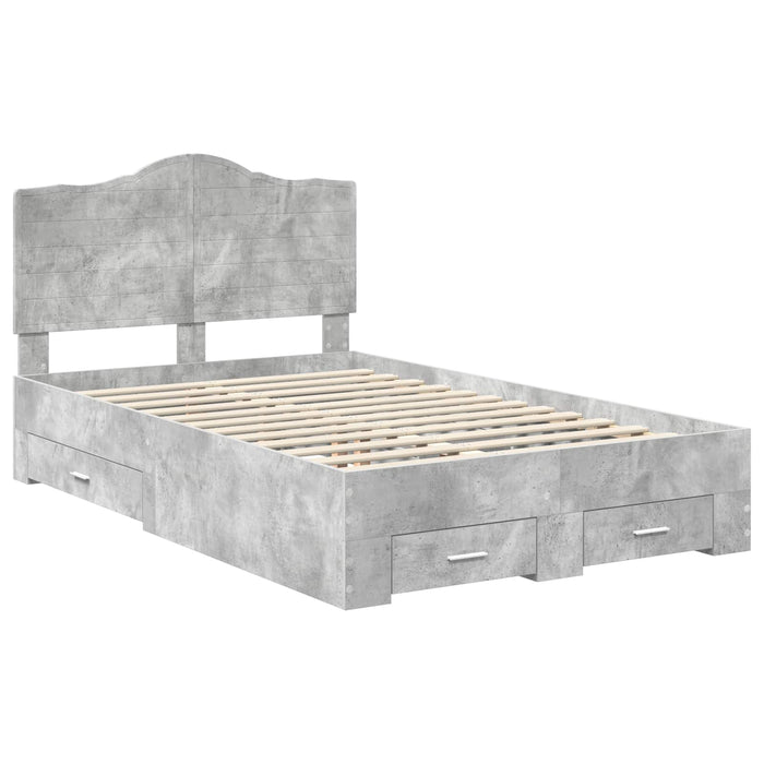 Cadru de pat cu sertar Gri din beton 135 x 190 cm Lemn compozit - WALTI WALTI