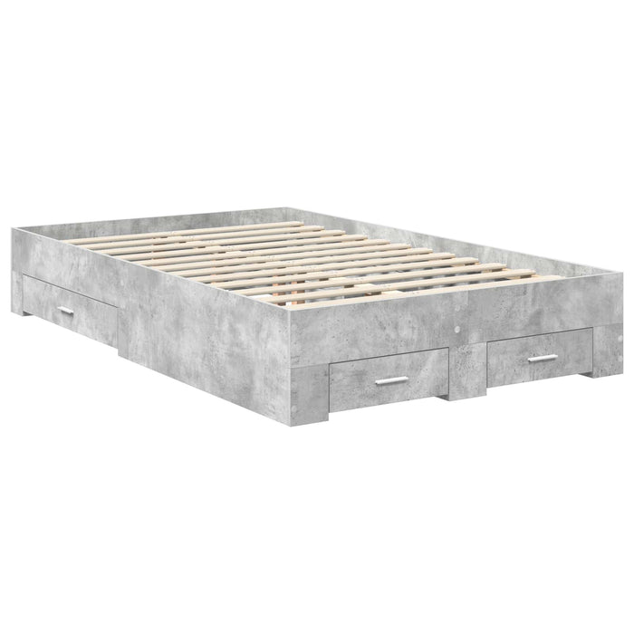Cadru de pat cu sertar Gri din beton 135 x 190 cm Lemn compozit - WALTI WALTI
