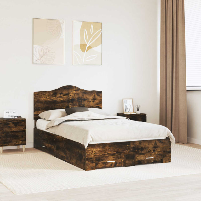 Cadru de pat Stejar fumuriu 135 x 190 cm Lemn compozit - WALTI WALTI