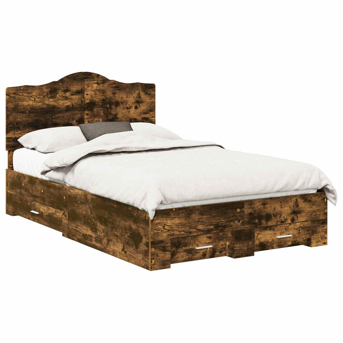 Cadru de pat Stejar fumuriu 135 x 190 cm Lemn compozit - WALTI WALTI