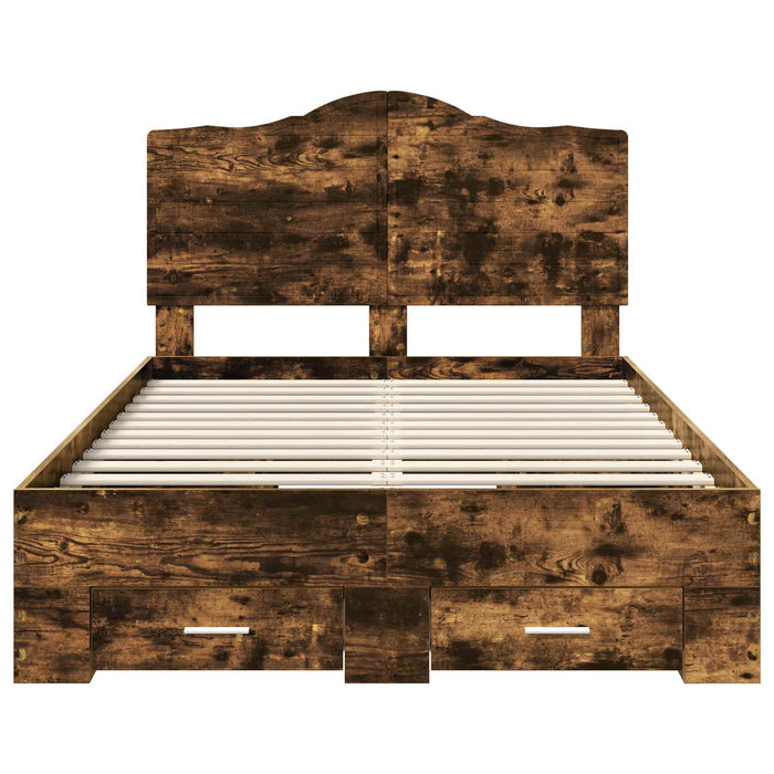 Cadru de pat Stejar fumuriu 135 x 190 cm Lemn compozit - WALTI WALTI
