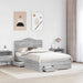 Cadru de pat cu headboard Gri Sonoma 135 x 190 cm Lemn compozit - WALTI WALTI
