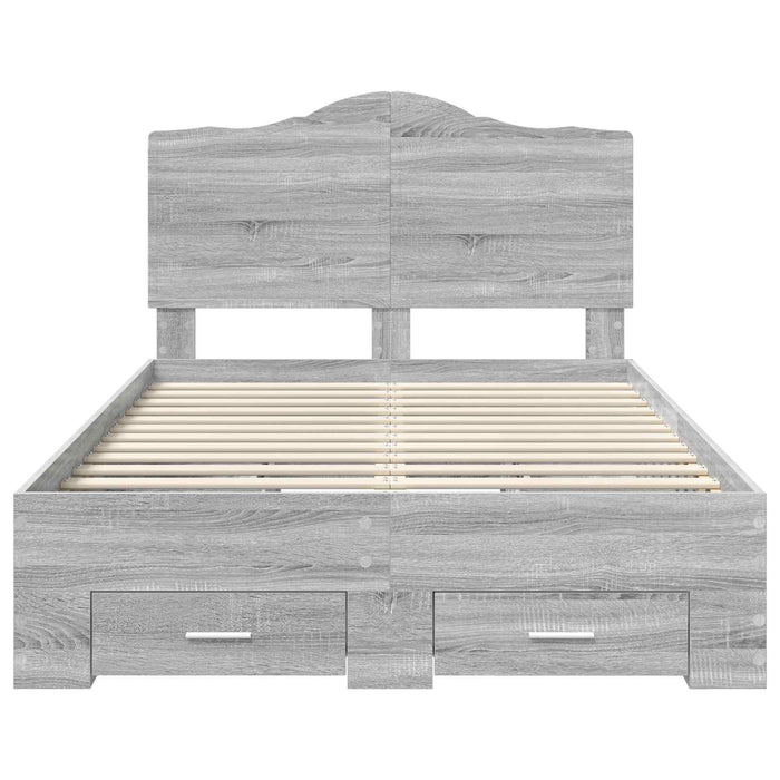 Cadru de pat cu headboard Gri Sonoma 135 x 190 cm Lemn compozit - WALTI WALTI