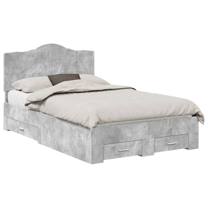 Cadru de pat cu sertar Gri din beton 120 x 190 cm Lemn compozit - WALTI WALTI