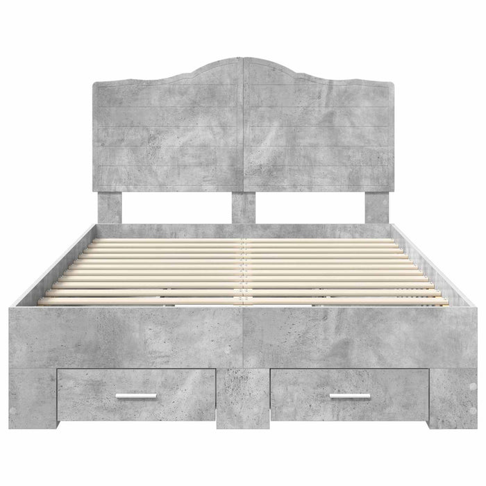 Cadru de pat cu sertar Gri din beton 120 x 190 cm Lemn compozit - WALTI WALTI