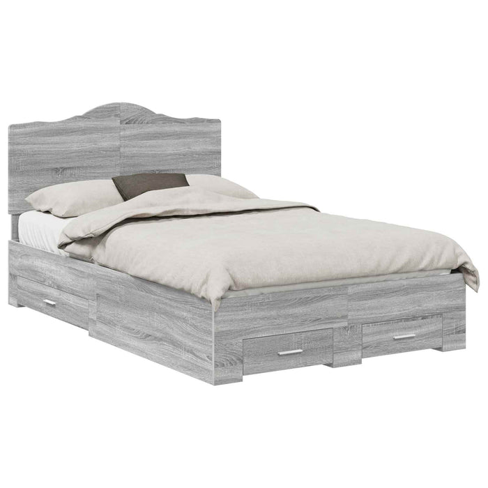 Cadru de pat cu headboard Gri Sonoma 120 x 190 cm Lemn compozit - WALTI WALTI