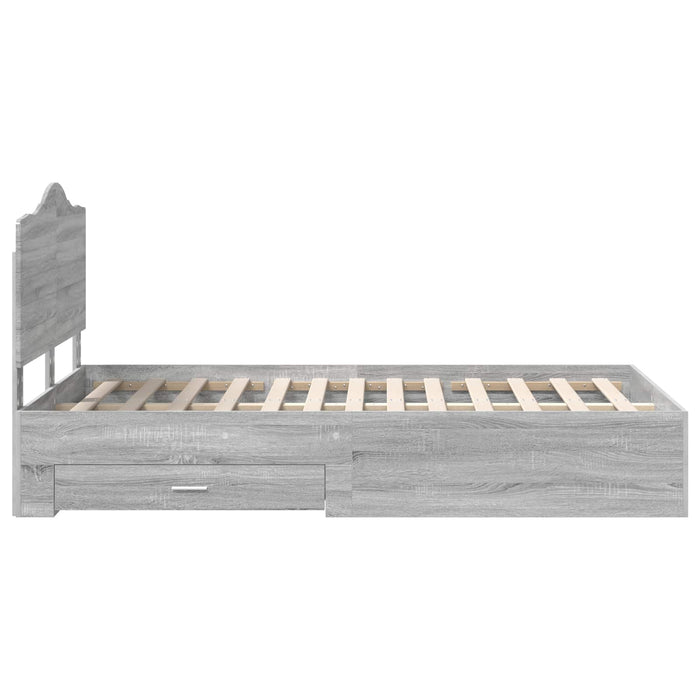 Cadru de pat cu headboard Gri Sonoma 120 x 190 cm Lemn compozit - WALTI WALTI