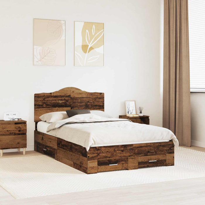Cadru de pat cu headboard Lemn vechi 120 x 190 cm Lemn compozit - WALTI WALTI