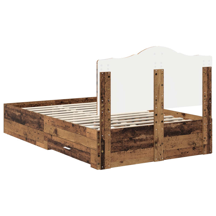 Cadru de pat cu headboard Lemn vechi 120 x 190 cm Lemn compozit - WALTI WALTI