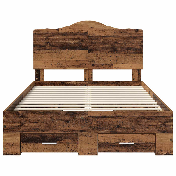 Cadru de pat cu headboard Lemn vechi 120 x 190 cm Lemn compozit - WALTI WALTI