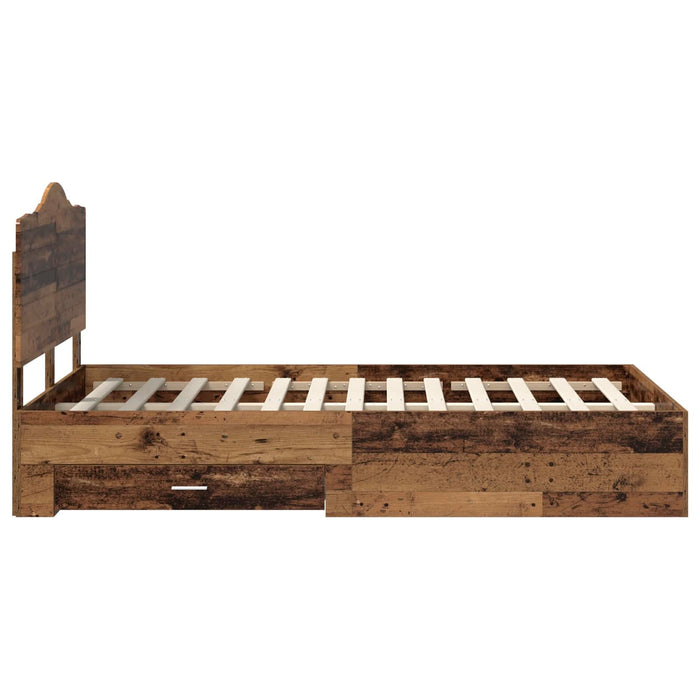 Cadru de pat cu headboard Lemn vechi 120 x 190 cm Lemn compozit - WALTI WALTI