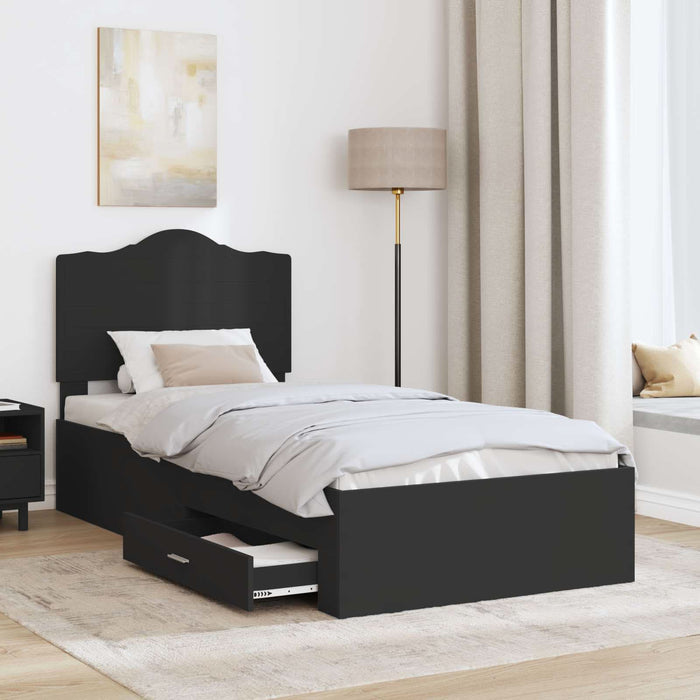 Cadru de pat cu headboard Negru 100 x 200 cm Lemn compozit - WALTI WALTI