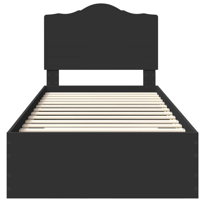 Cadru de pat cu headboard Negru 100 x 200 cm Lemn compozit - WALTI WALTI