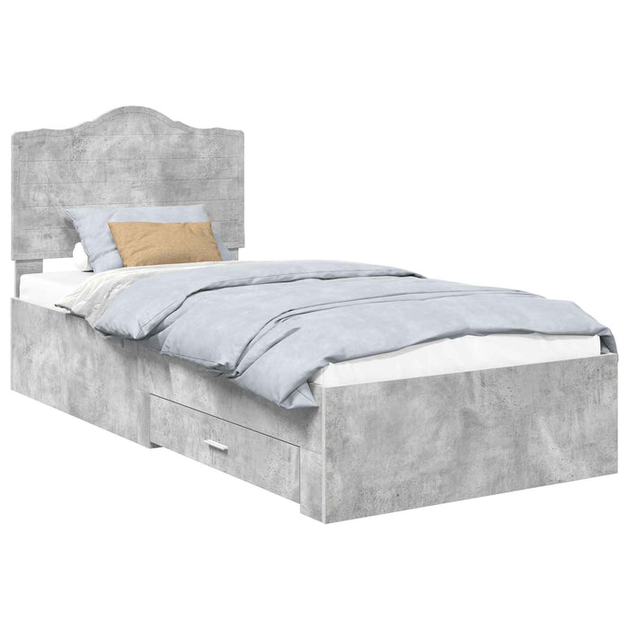 Cadru de pat cu sertar Gri din beton 100 x 200 cm Lemn compozit - WALTI WALTI