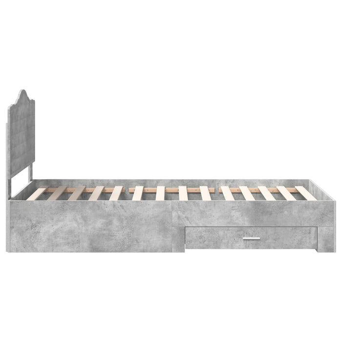 Cadru de pat cu sertar Gri din beton 100 x 200 cm Lemn compozit - WALTI WALTI