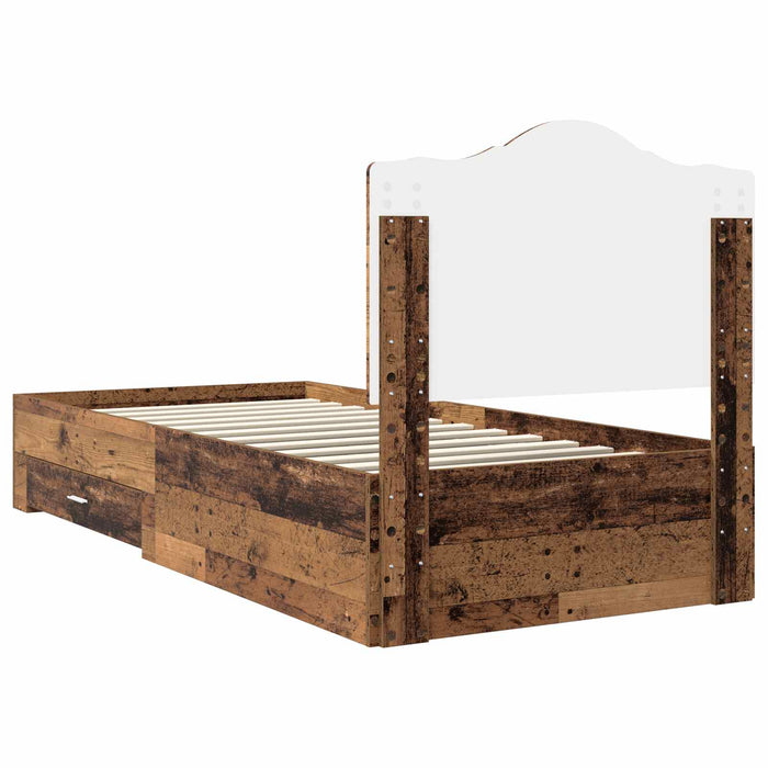 Cadru de pat cu headboard Lemn vechi 100 x 200 cm Lemn compozit - WALTI WALTI