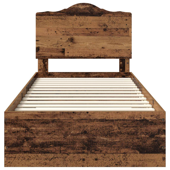 Cadru de pat cu headboard Lemn vechi 100 x 200 cm Lemn compozit - WALTI WALTI