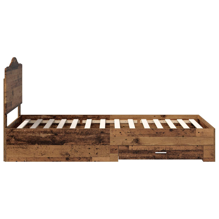Cadru de pat cu headboard Lemn vechi 100 x 200 cm Lemn compozit - WALTI WALTI