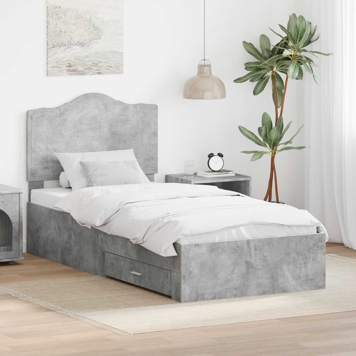Cadru de pat cu sertar Gri din beton 90 x 200 cm Lemn compozit - WALTI WALTI