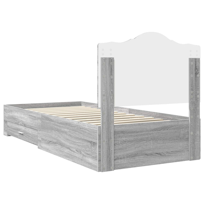 Cadru de pat cu headboard Gri Sonoma 90 x 200 cm Lemn compozit - WALTI WALTI