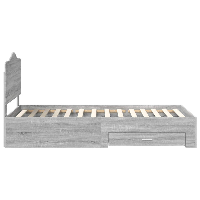 Cadru de pat cu headboard Gri Sonoma 90 x 200 cm Lemn compozit - WALTI WALTI