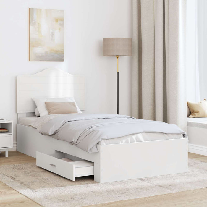 Cadru de pat cu headboard Alb 90 x 190 cm Lemn compozit - WALTI WALTI