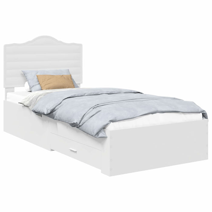 Cadru de pat cu headboard Alb 90 x 190 cm Lemn compozit - WALTI WALTI