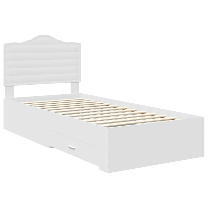 Cadru de pat cu headboard Alb 90 x 190 cm Lemn compozit - WALTI WALTI