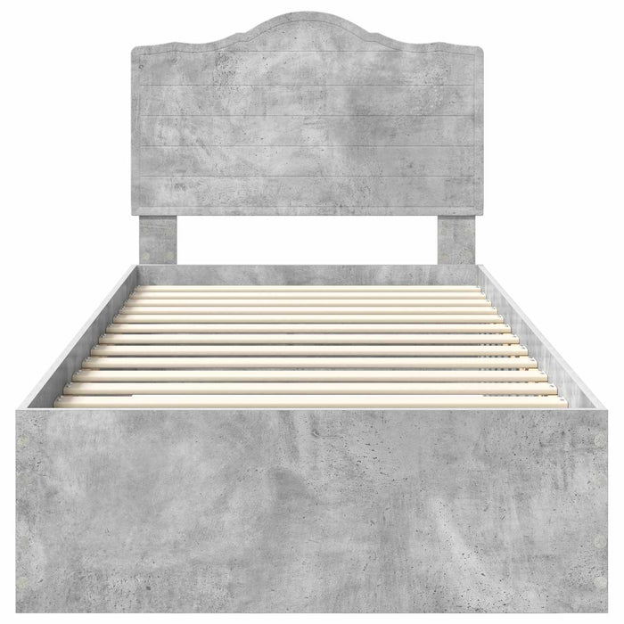 Cadru de pat cu sertar Gri din beton 90 x 190 cm Lemn compozit - WALTI WALTI
