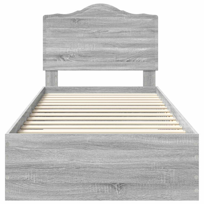 Cadru de pat cu headboard Gri Sonoma 90 x 190 cm Lemn compozit - WALTI WALTI