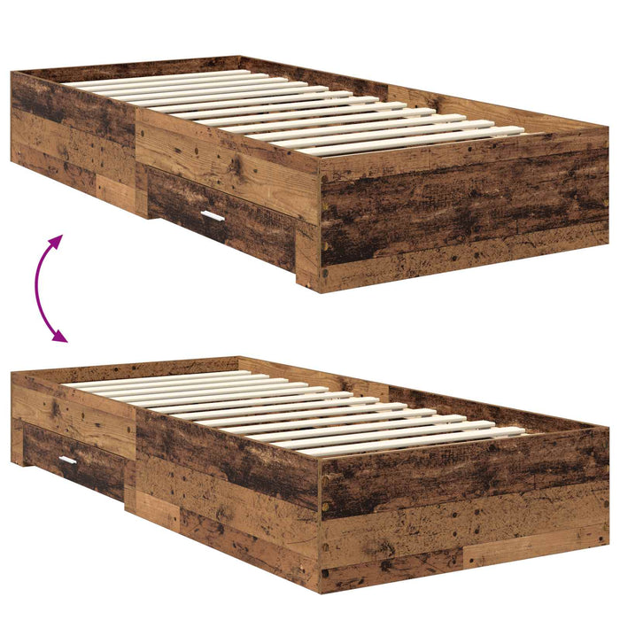 Cadru de pat cu headboard Lemn vechi 90 x 190 cm Lemn compozit - WALTI WALTI
