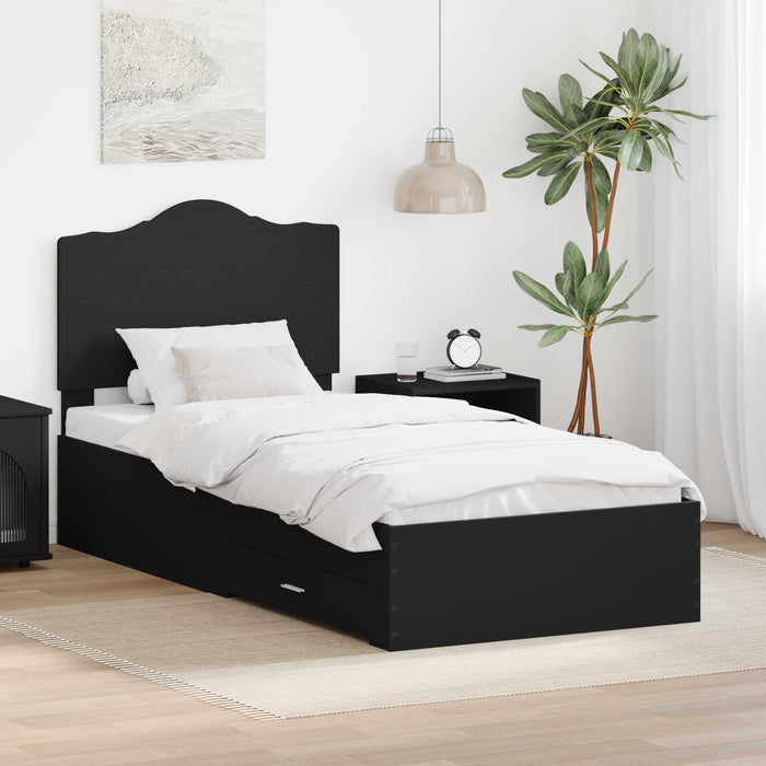 Cadru de pat cu headboard Negru 75 x 190 cm Lemn compozit - WALTI WALTI