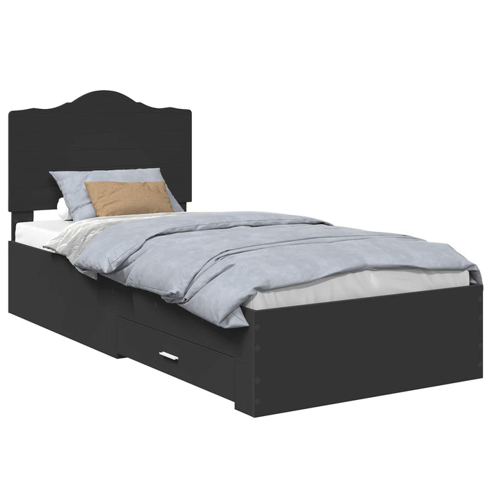 Cadru de pat cu headboard Negru 75 x 190 cm Lemn compozit - WALTI WALTI