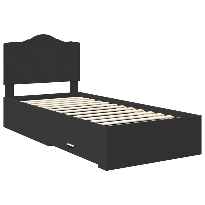 Cadru de pat cu headboard Negru 75 x 190 cm Lemn compozit - WALTI WALTI