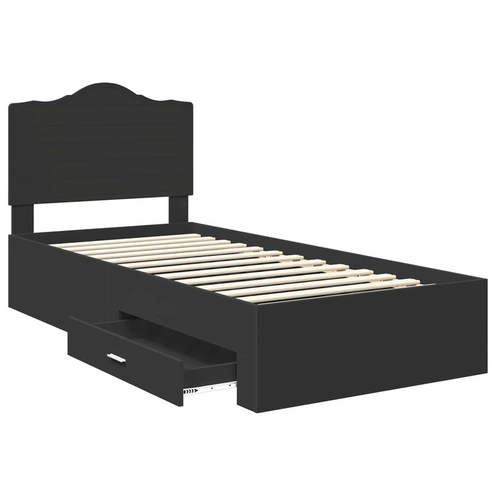 Cadru de pat cu headboard Negru 75 x 190 cm Lemn compozit - WALTI WALTI