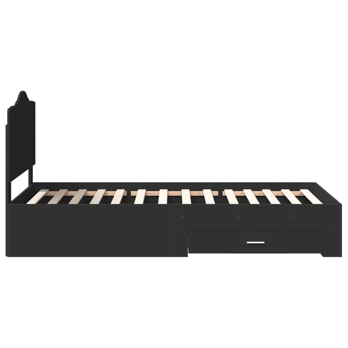 Cadru de pat cu headboard Negru 75 x 190 cm Lemn compozit - WALTI WALTI