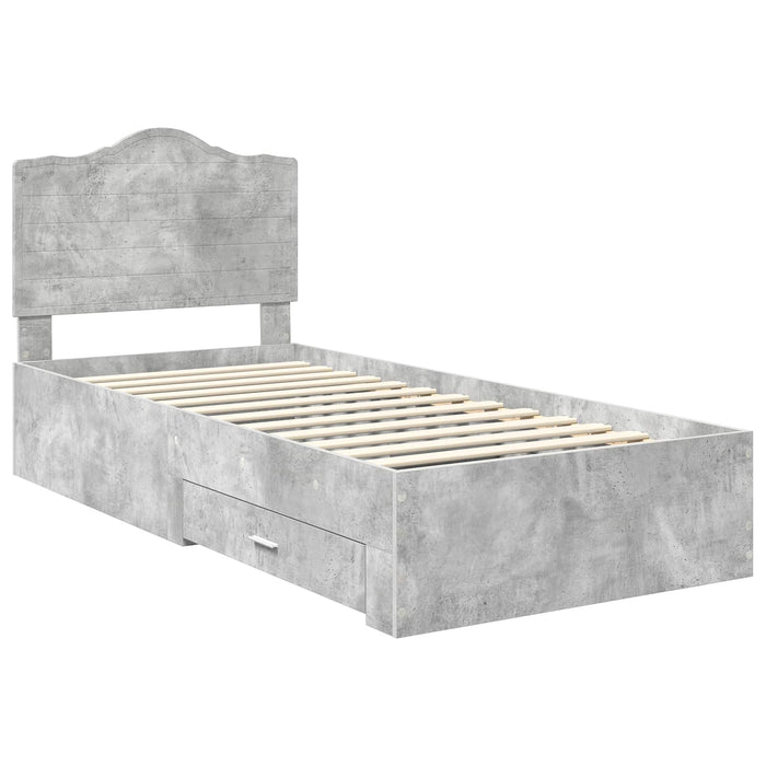 Cadru de pat cu sertar Gri din beton 75 x 190 cm Lemn compozit - WALTI WALTI