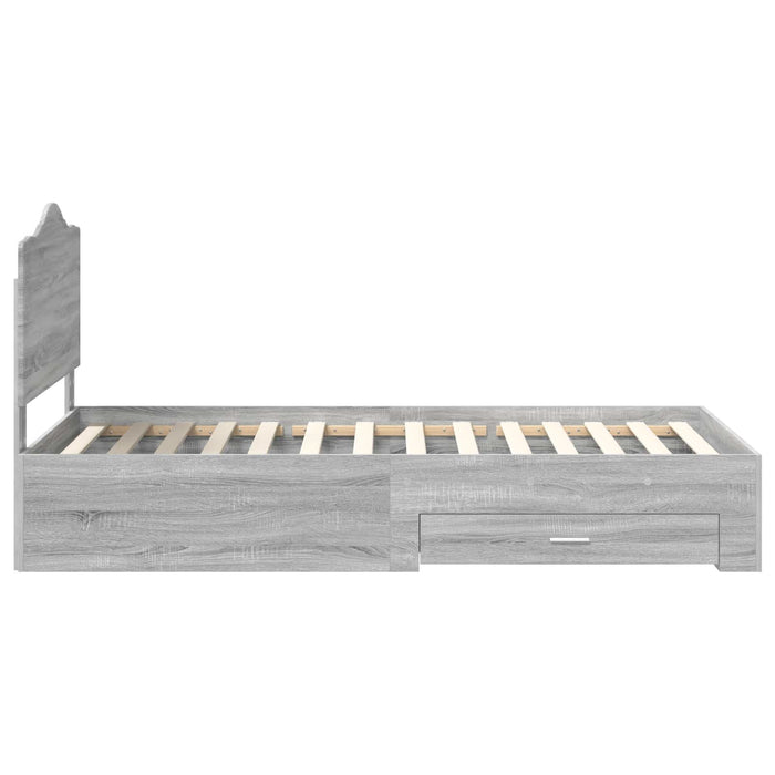 Cadru de pat cu headboard Gri Sonoma 75 x 190 cm Lemn compozit - WALTI WALTI