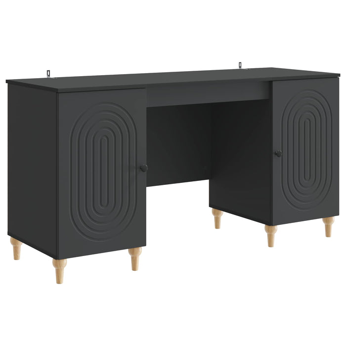 Birou cu raft cu ușă Negru 142,5 x 50 x 75 cm Lemn prelucrat - WALTI WALTI
