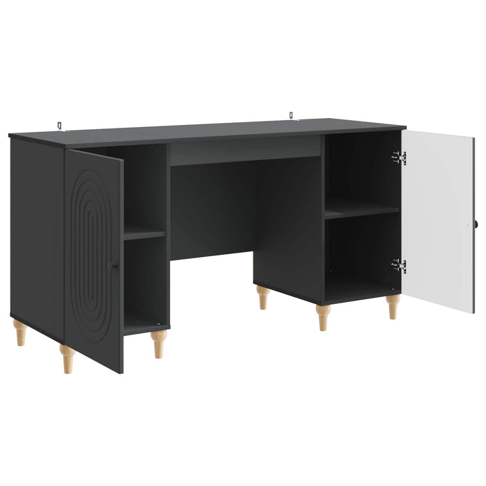 Birou cu raft cu ușă Negru 142,5 x 50 x 75 cm Lemn prelucrat - WALTI WALTI
