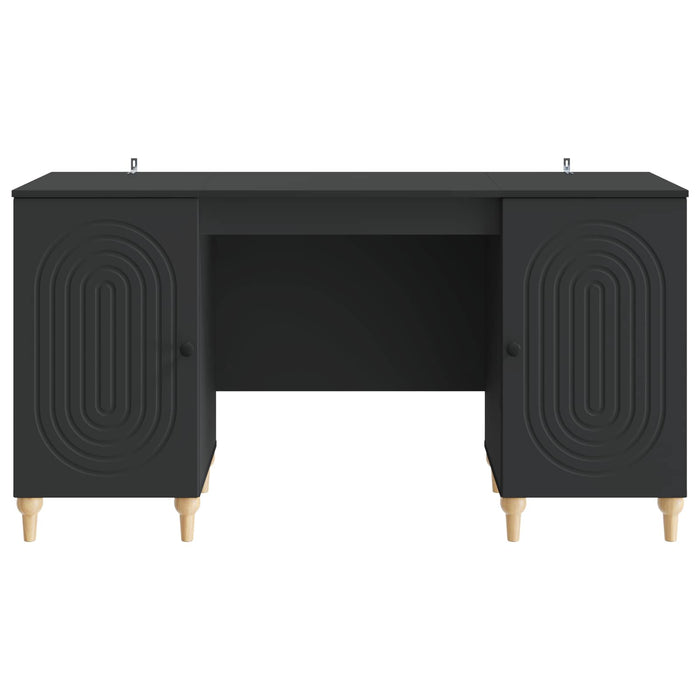 Birou cu raft cu ușă Negru 142,5 x 50 x 75 cm Lemn prelucrat - WALTI WALTI