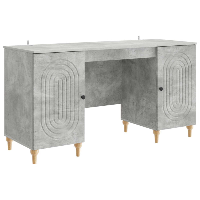 Birou cu raft Gri Beton 142,5 x 50 x 75 cm Lemn prelucrat - WALTI WALTI