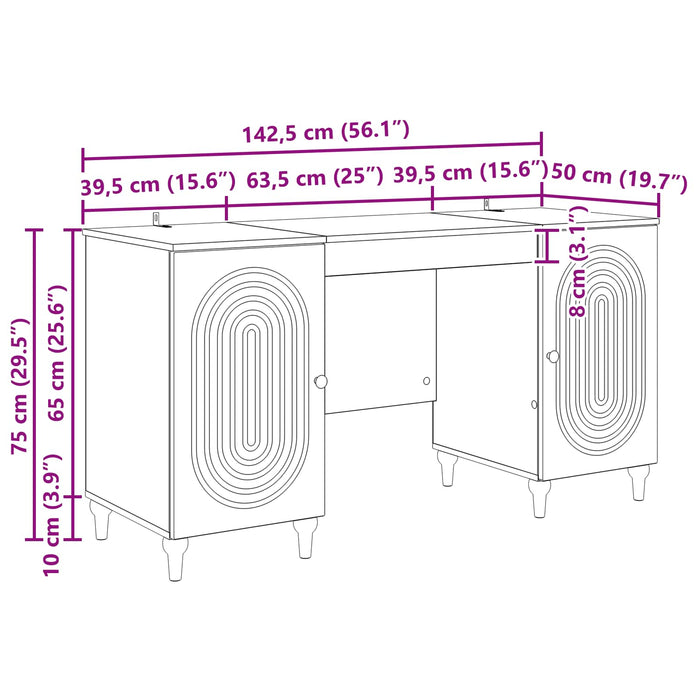 Birou cu raft Alb Lucios 142,5 x 50 x 75 cm Lemn prelucrat - WALTI WALTI