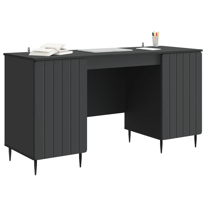 Birou cu raft cu ușă Negru 142,5 x 50 x 75 cm Lemn prelucrat - WALTI WALTI