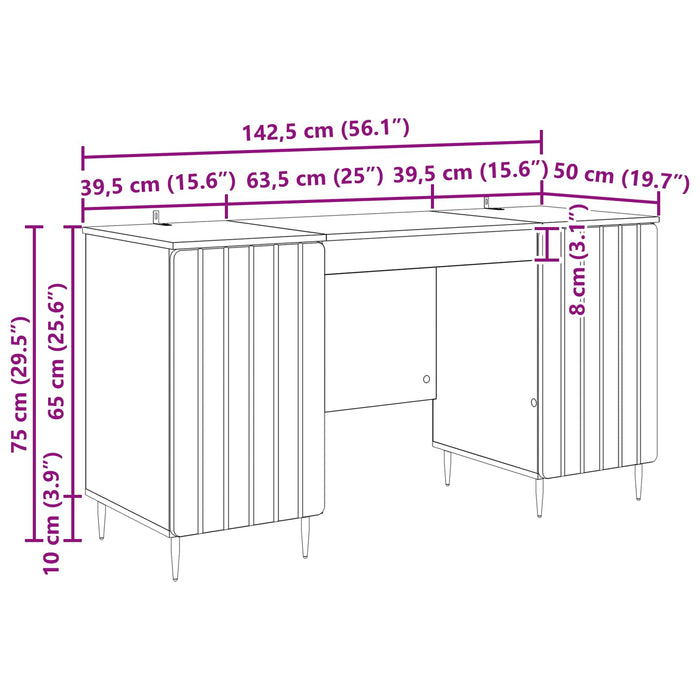 Birou cu raft Stejar Sonoma 142,5 x 50 x 75 cm Lemn prelucrat - WALTI WALTI