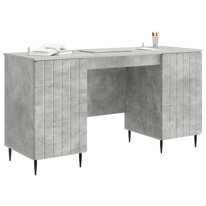Birou cu raft Gri Beton 142,5 x 50 x 75 cm Lemn prelucrat - WALTI WALTI