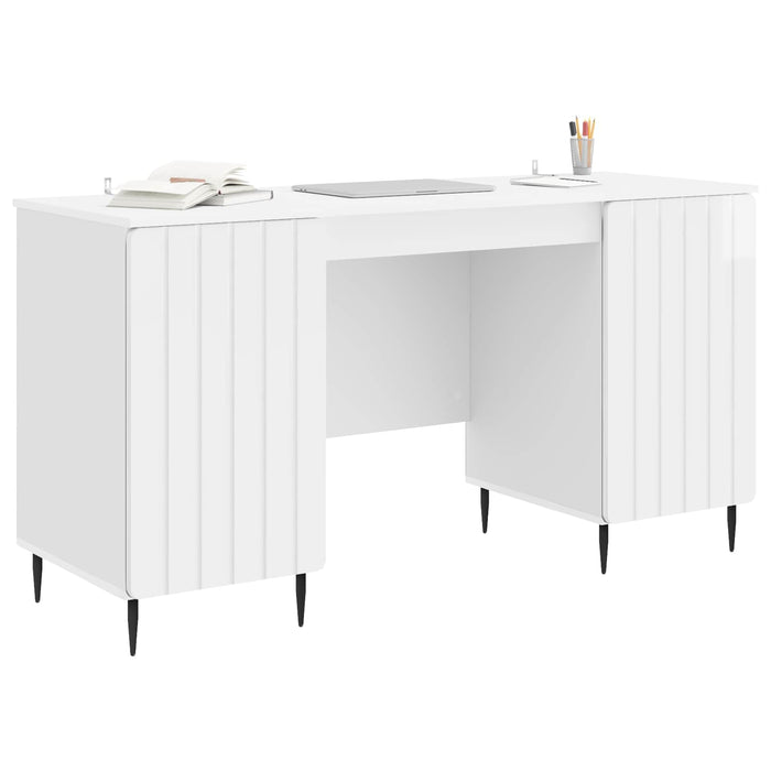 Birou Alb foarte lucios 142,5 x 50 x 75 cm Lemn prelucrat - WALTI WALTI
