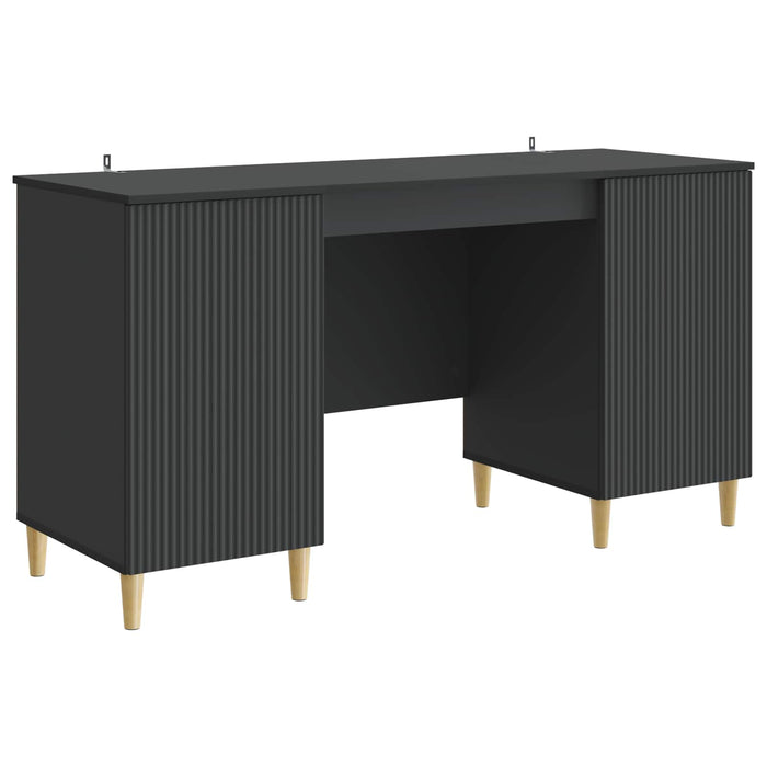Birou cu raft cu ușă Negru 142,5 x 50 x 75 cm Lemn prelucrat - WALTI WALTI